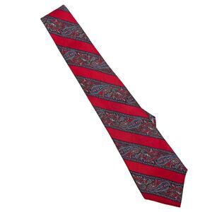 Christian Dior Red and Blue Paisley Print Silk Classic Business Casual Neck Tie